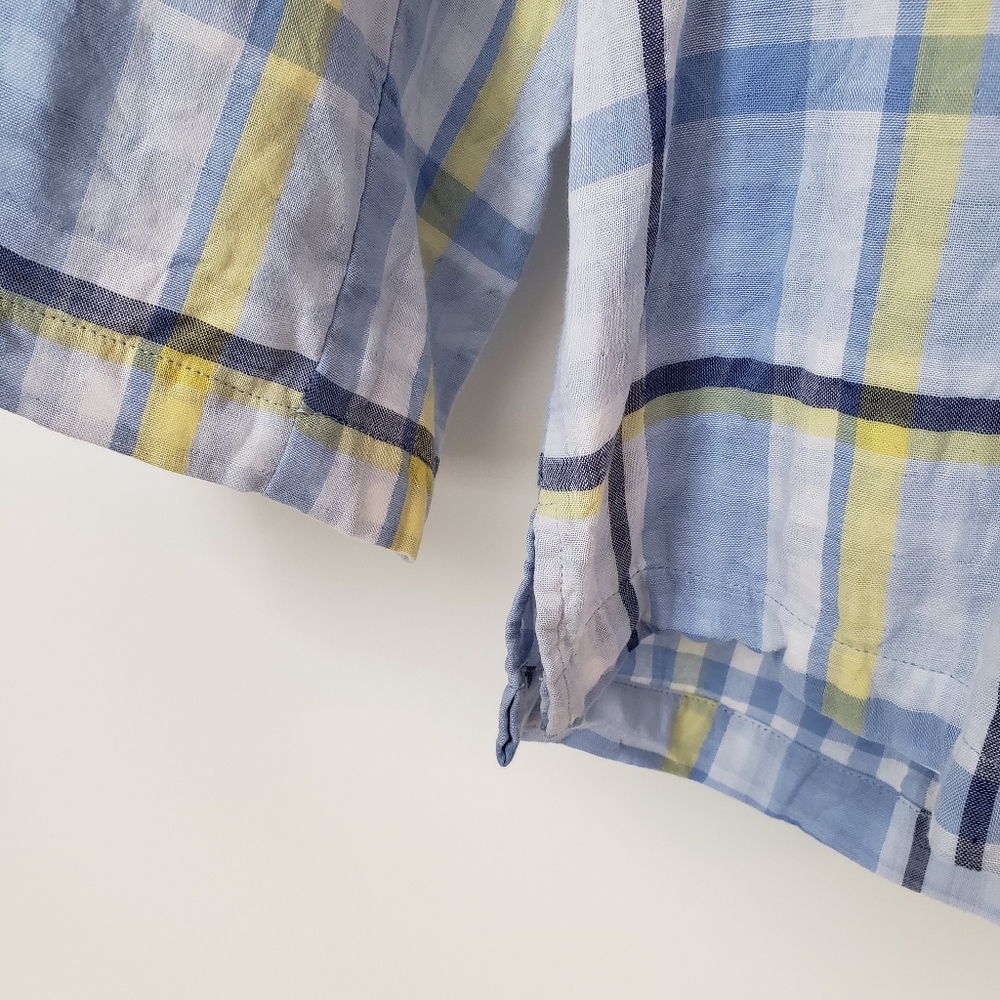 Coldwater Creek blue yellow plaid popover top 2X - Picture 7 of 9